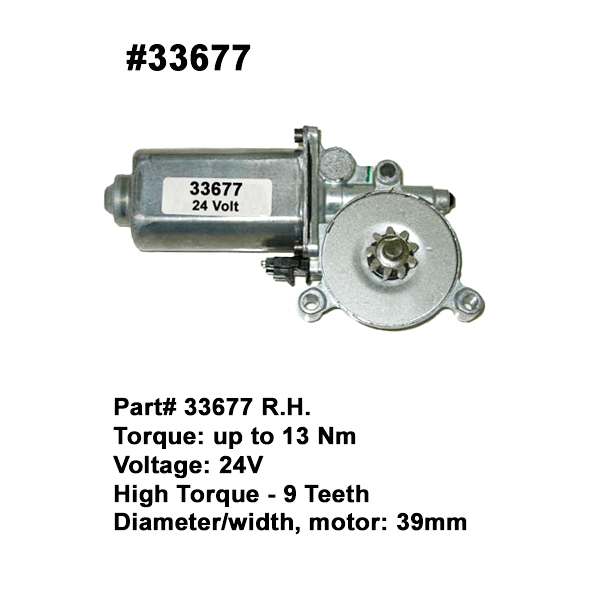 24 Volt D.C. Motor R.H. (9 Teeth 39mm Diameter)