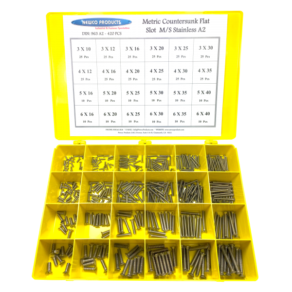 963 METRIC COUNTERSUNK FLAT SLOT M/S ASSORTMENT A2