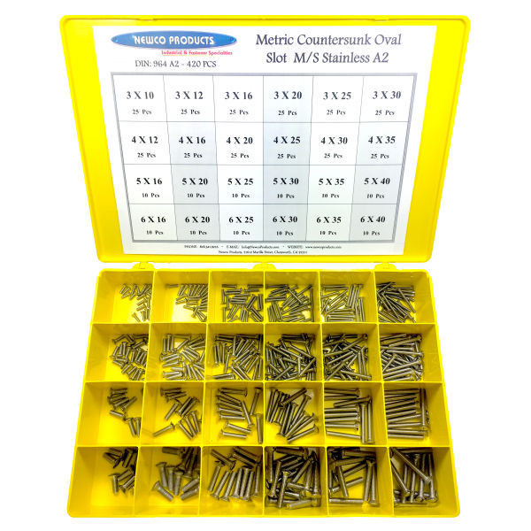 964 METRIC COUNTERSUNK OVAL SLOT M/S ASSORTMENT A2